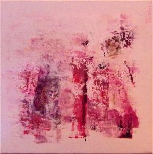 La vie en rose,Acrylique et tissus, 40x40, 2007