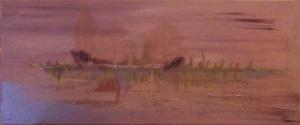 L'éveil Mon 1er tableau,Acrylique, métal, plumes et tissus, 70x30, 2003