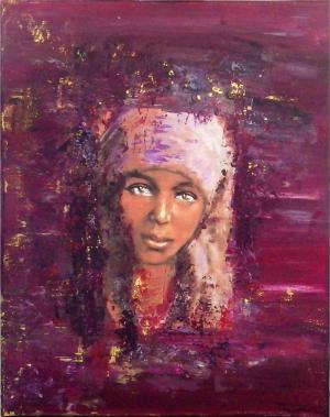 Visage de femme,Acrylique et collage, 40x50, 2008