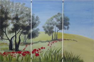 Les Oliviers,Triptyque Acrylique, 120x80, 2015